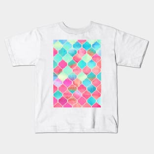 Watercolor Moroccan Patchwork in Magenta, Peach & Aqua Kids T-Shirt